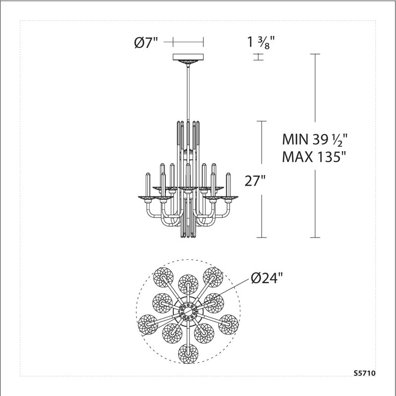 Calliope 12 Light Crystal LED Chandelier, Black
