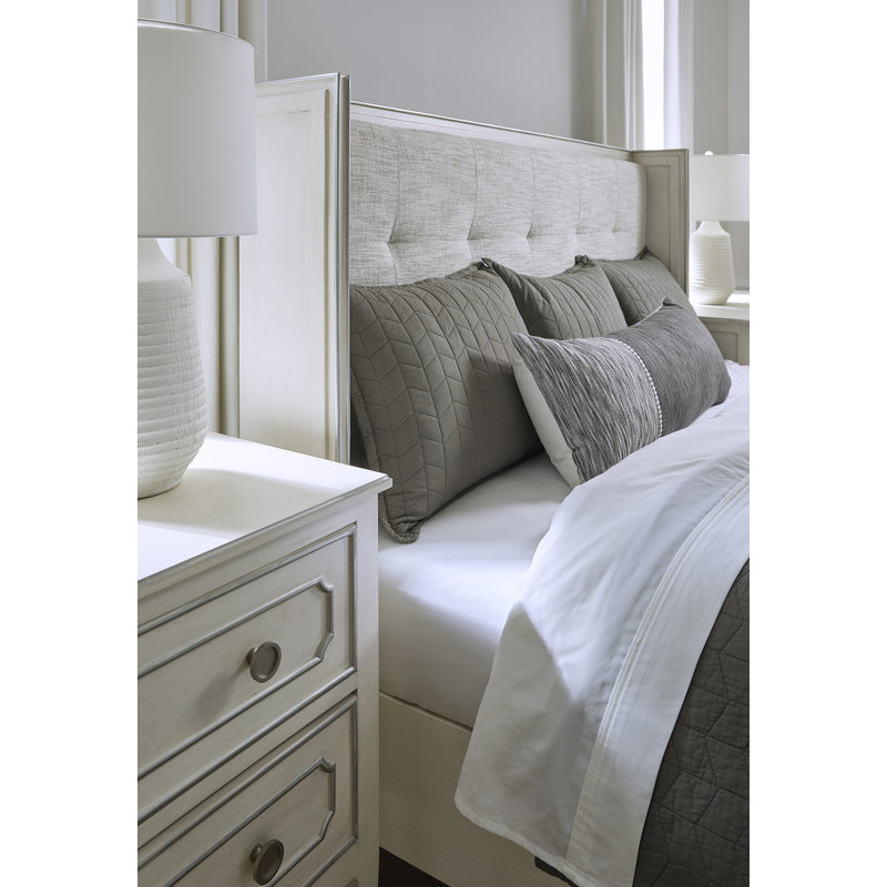 Camille Upholstered Polyester Blend Wingback Bed, King