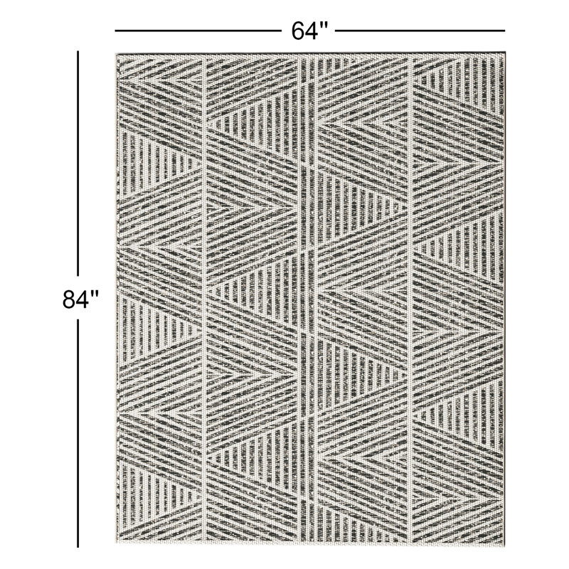 Silva Geometric Grey/White Indoor / Outdoor Area Rug, Rectangle 5'4" x 7'
