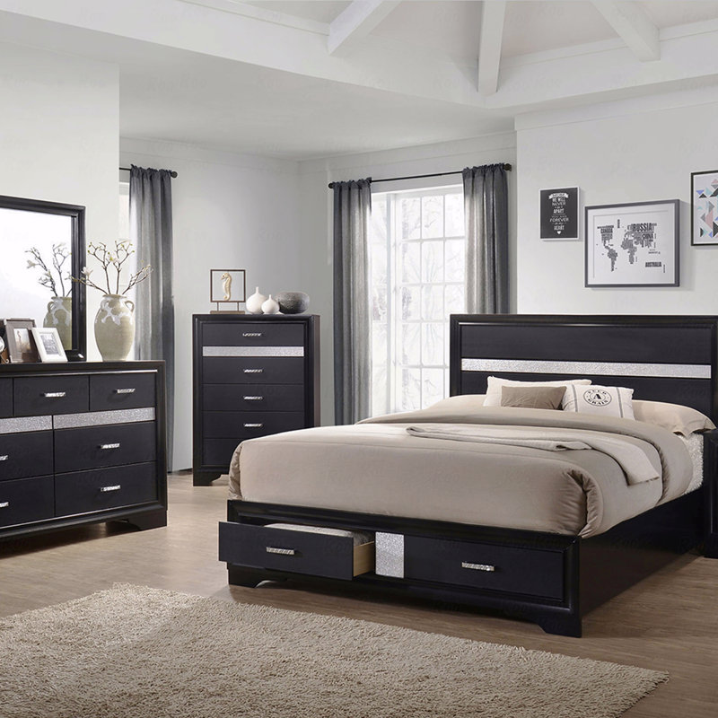 Commode 6 tiroirs (commode), Noir