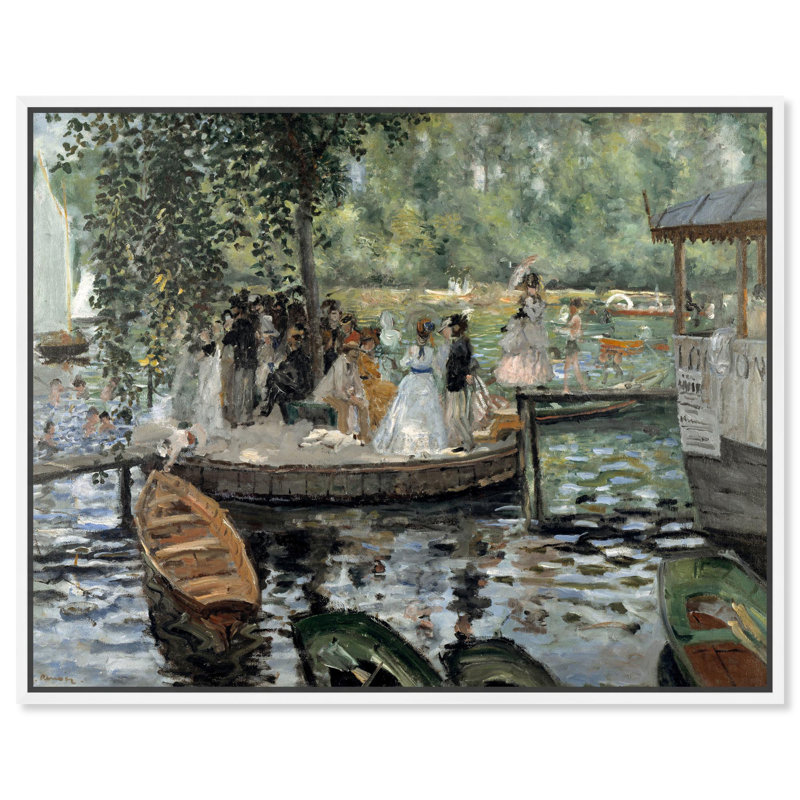 «La Grenouillere 1869», célèbre toile d'art classique par , H 25 po x l 31 po, Cadre blanc