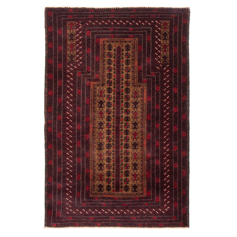 Tapis brun clair Teimani 3 pi 2 po x 4 pi 7 po