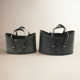 2 Piece Leather Basket Set