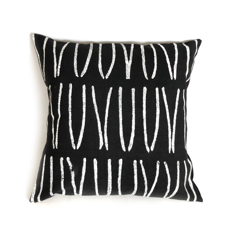 Housse de coussin géométrique en coton, Noir