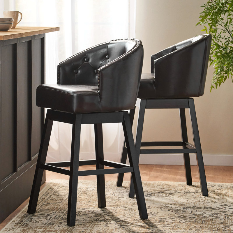 Tabouret tournant à 360 degrés avec garniture cloutée, ensemble de 2