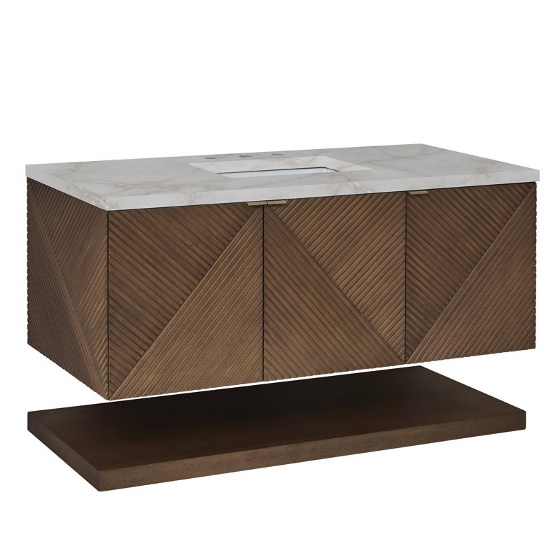 Ensemble de meuble-lavabo flottant simple 36 po Marcello, Quartz victorien argenté, 8 po