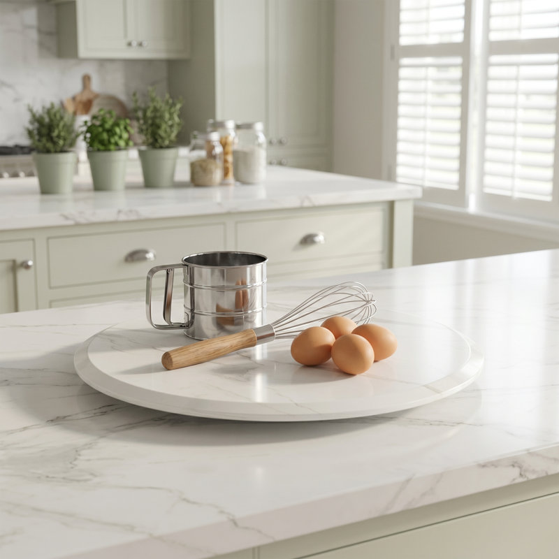 Plateau tournant en marbre véritable 15,7 po, H 0,7 po x l 23,6 po