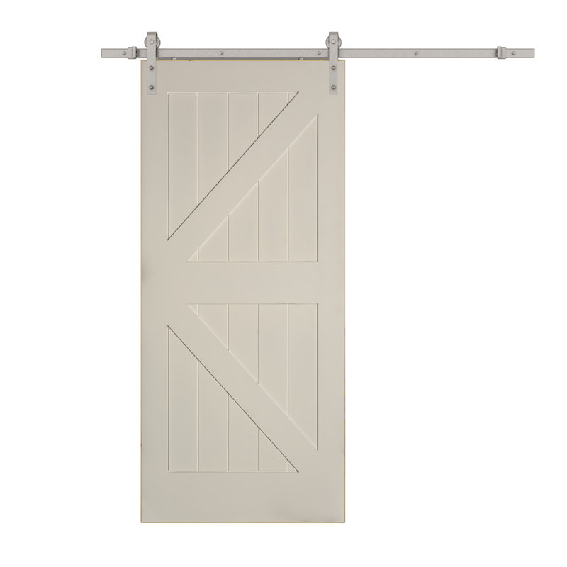 Porte de grange intérieure apprêtée K-Bar avec rail et quincaillerie, Argent