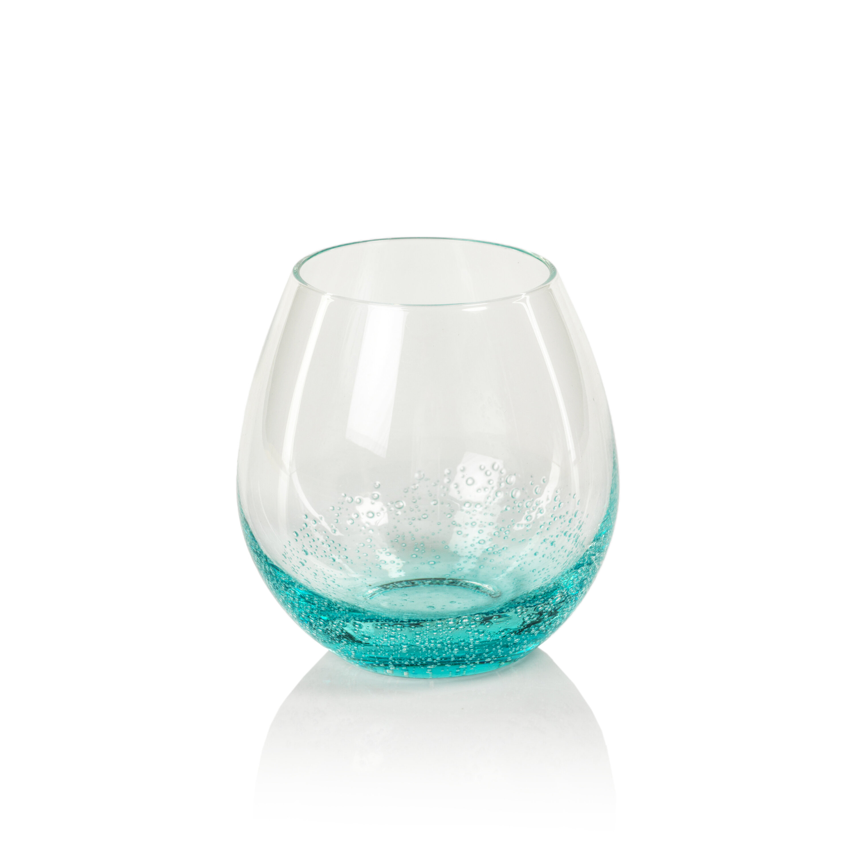 Twine Aqua Bubble Stemless Wine Glass Set