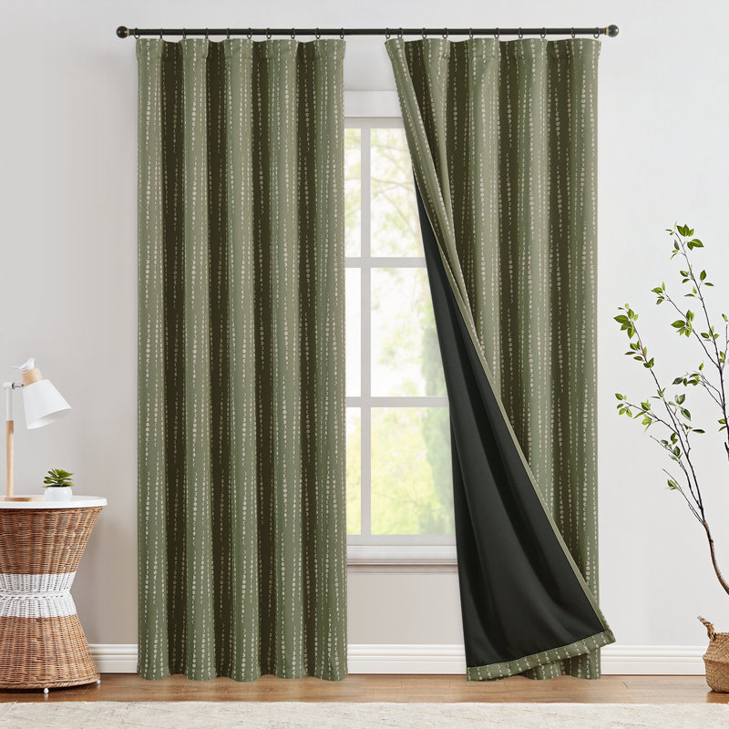 Rideaux occultant pour chambre à coucher Boho, Vert, L 52 po x L 84 po