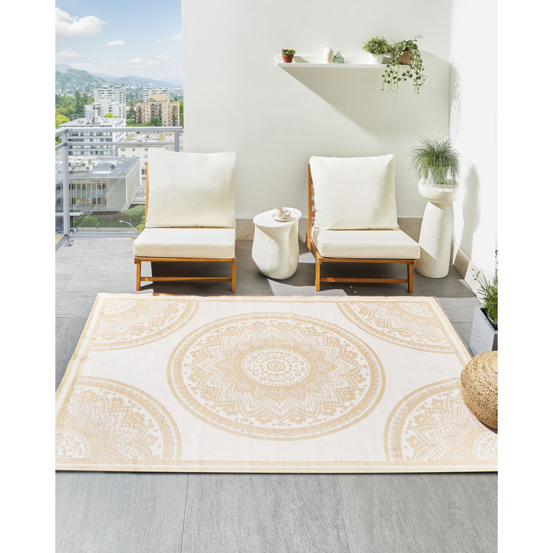 Outdoor Rug HUBLI Beige, Rectangle 160 x 230 cm