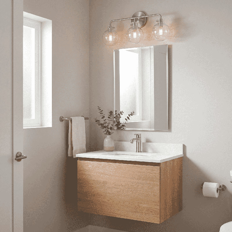 Éclairage pour meuble-lavabo 3 lumières Annalucia, 10" H x 13.5" W x 13.5" D, Noir mat, Deux lumières