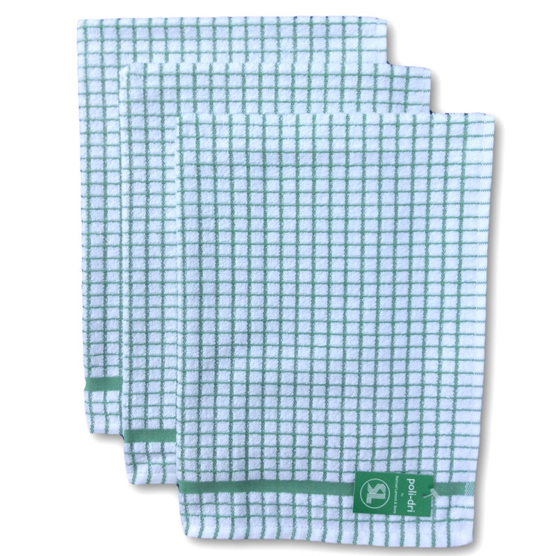 Cotton Checkered Waffle Dish Towel Kitchen Towel, Light Green