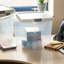 Wham Clip 14L Square Plastic Storage Boxes with Secure Clip Lock Lids. L:29 x W:29 x H:26cm Clear/Stone/Slate Grey-2009211932