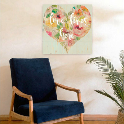 Love Lives Here Elegant Peaceful Romantic Flower Wall Art