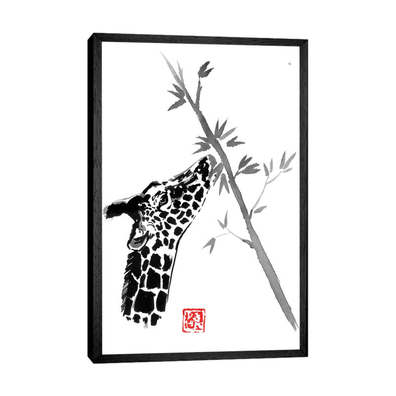 Giraffe by Péchane - Painting on Canvas, 152.5 cm H x 101.5 cm W, Black Framed