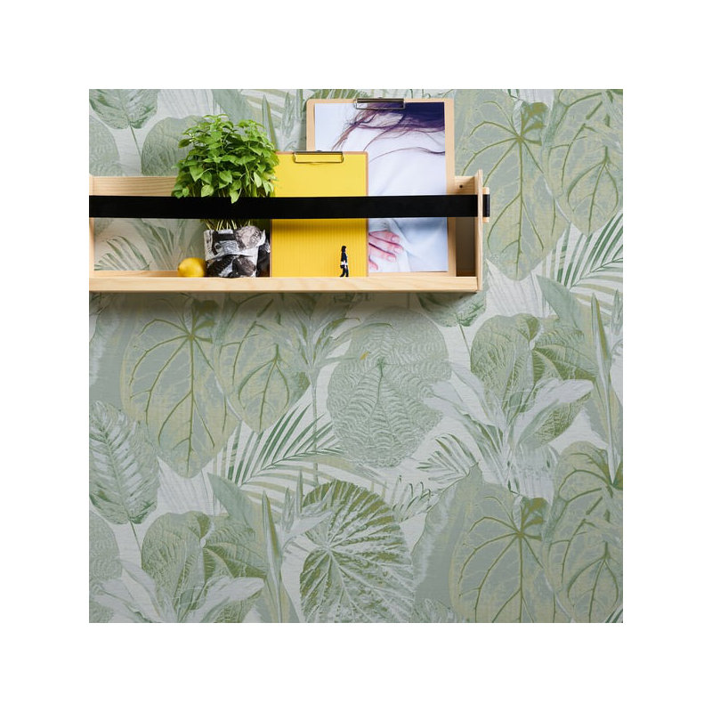Flourish 10m x 53cm Glitter Wallpaper Roll, Green