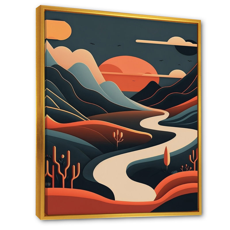 «Pine Tree In Graphic Terra Cotta Mountains II - Landscape Mountains», reproduction d'art murale, H 20 po x l 12 po x P 1 po