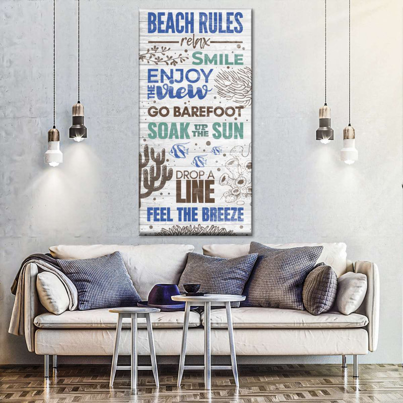 Panneau de règles de plage rétro, H 36 po x l 18 po x P 1,25 po