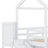 Twin Size Wood House Loft bed with Slide, Storage shelves and Light-93389823