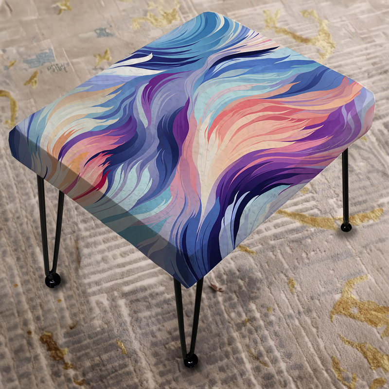Purple And Blue Mystic Ikat Dreams - Abstract Rectangle Ottoman
