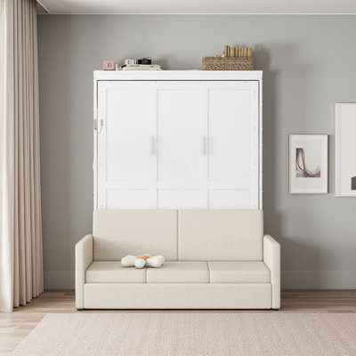Grand lit escamotable mural avec coussin
