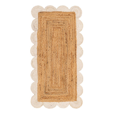 Solid Scallop Braided Jute Rug