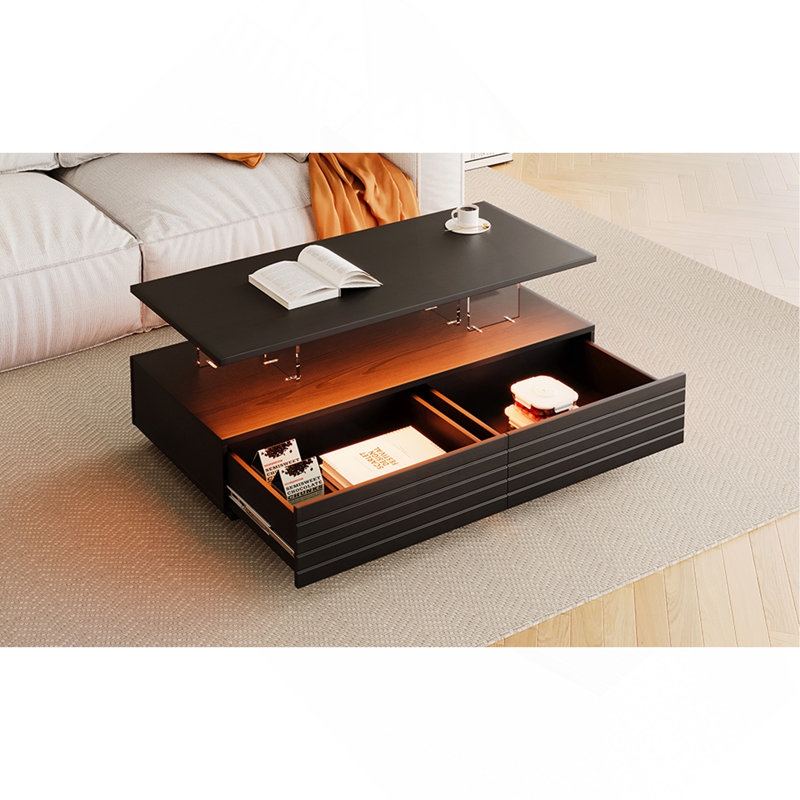 Table basse moderne à 2 tiroirs de 47,2 po, Noir