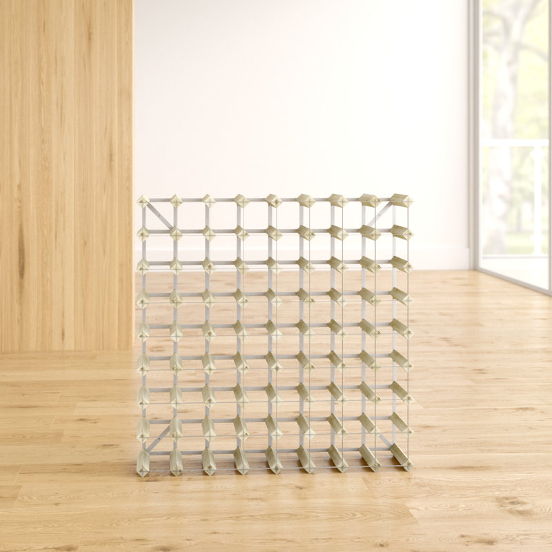 Liddle 72 - Bottle Solid Wood Wine Bottle Rack, Natural Pine / Galvanised Steel