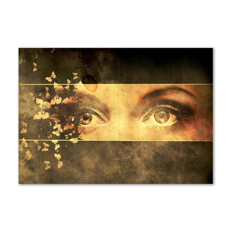 Eyes And Butterflies - No Frame Print on Glass, 70cm H x 100cm W x 2cm D, Canvas