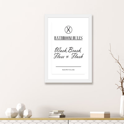« salle de bain rules » par pixy paper, reproduction d’art textuel