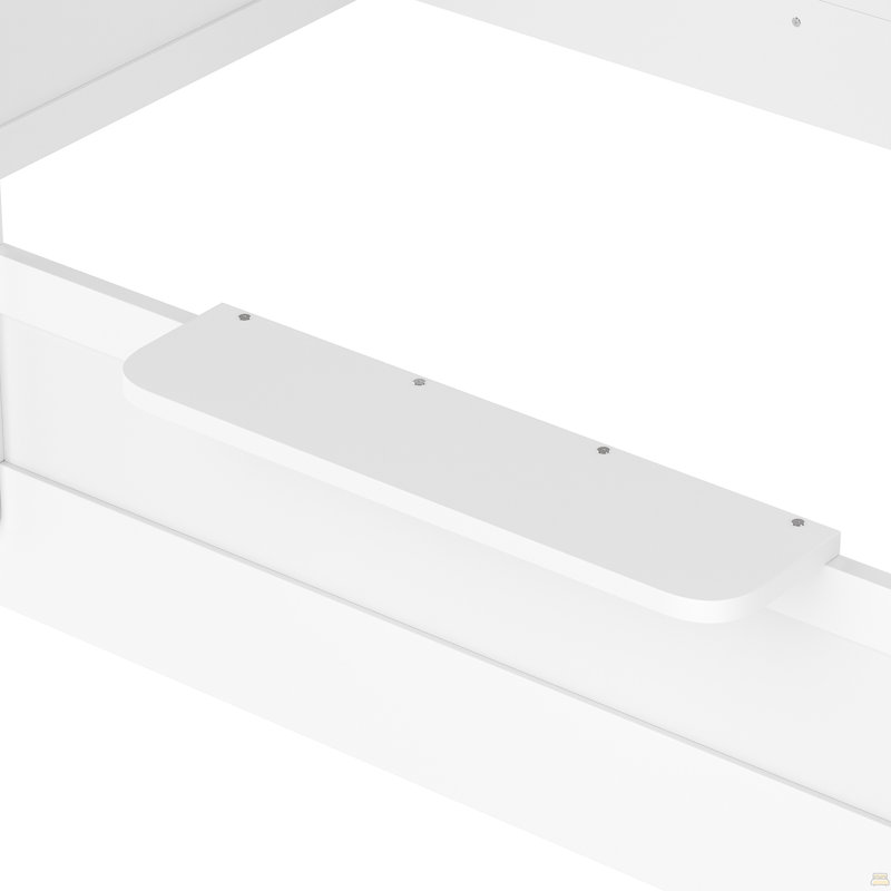Waterloo Size Floor Bed With Guardrails And Roof, Kids House Floor Bed With A Small Built-In Tray And Free-Installed Signboard