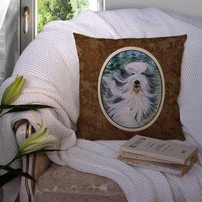 Bearded Collie Outdoor Reversible Throw Pillow