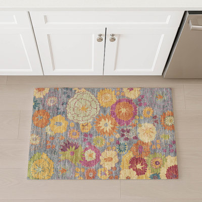 Machine Washable Indoor/Outdoor Matteson ACN2293 Floral Rug