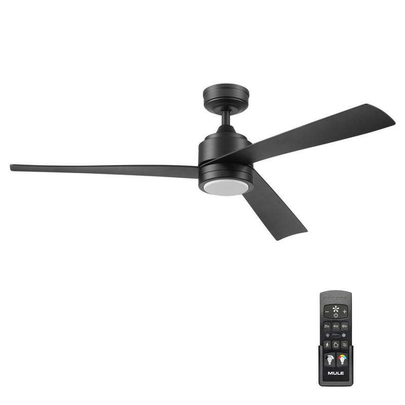 Ventilateur de plafond 52 po Mule Avani noir mat avec pales noir mat et lumière DEL