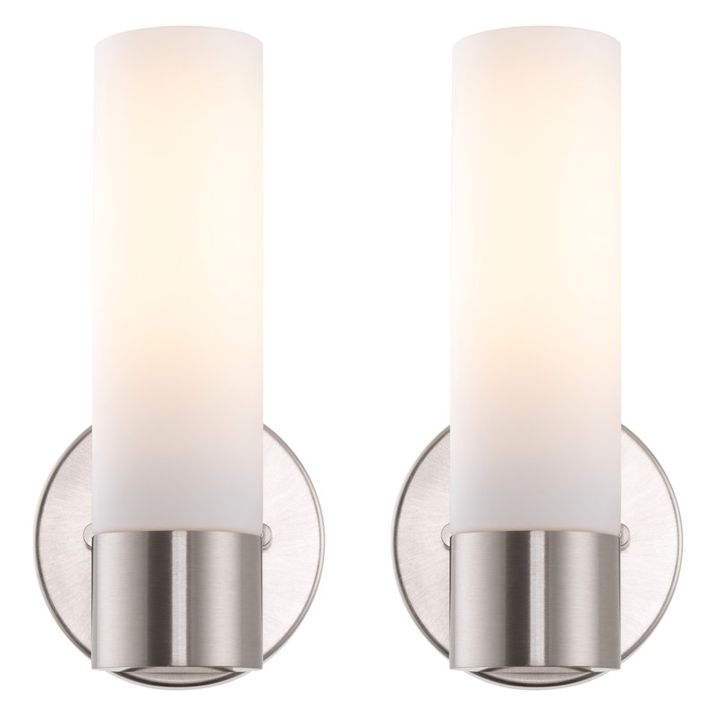 Brushed Nickel 10" Modern Wall Sconce with Frosted Glass Shade