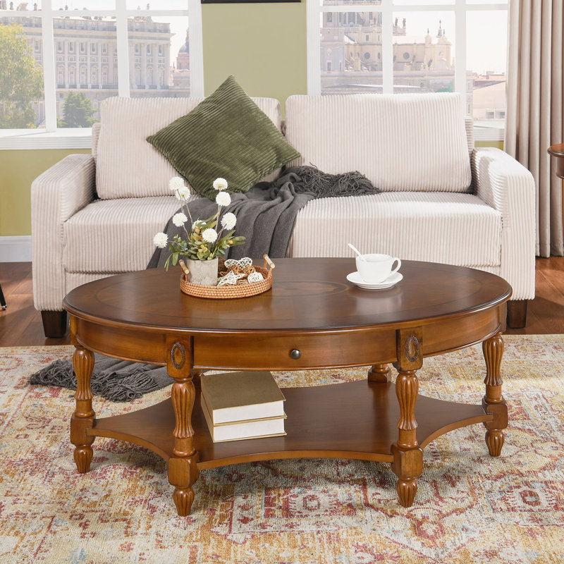 Table basse en bois massif avec rangement Canora