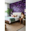Papier peint floral, décoration murale murale mauve moderne