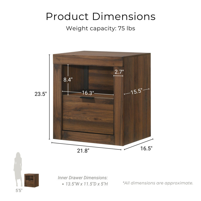 Hildebran 4-Piece Bedroom Set, Brown, 4 Pcs: Bed, Nightstand, Dresser, Mirror, King