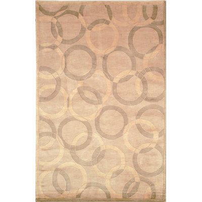 Hand Knotted Wool Pile Geometric Rug in Rust