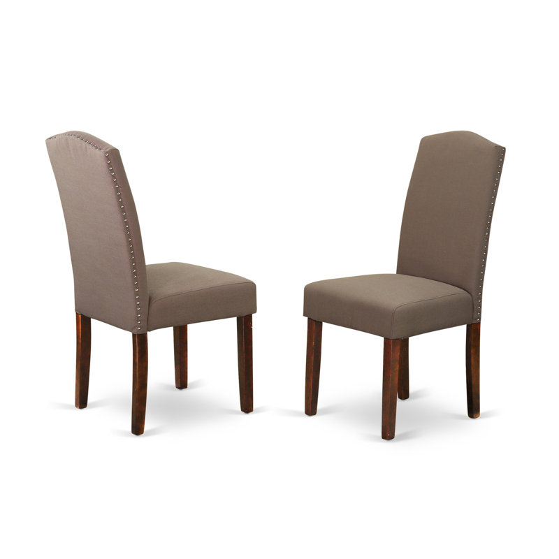 L'ensemble 3 pièces de table et chaises de cuisine contient une table de salle à manger rectangulaire avec Dropleaf et 2 chaises Parsons en tissu de café noir foncé, acajou