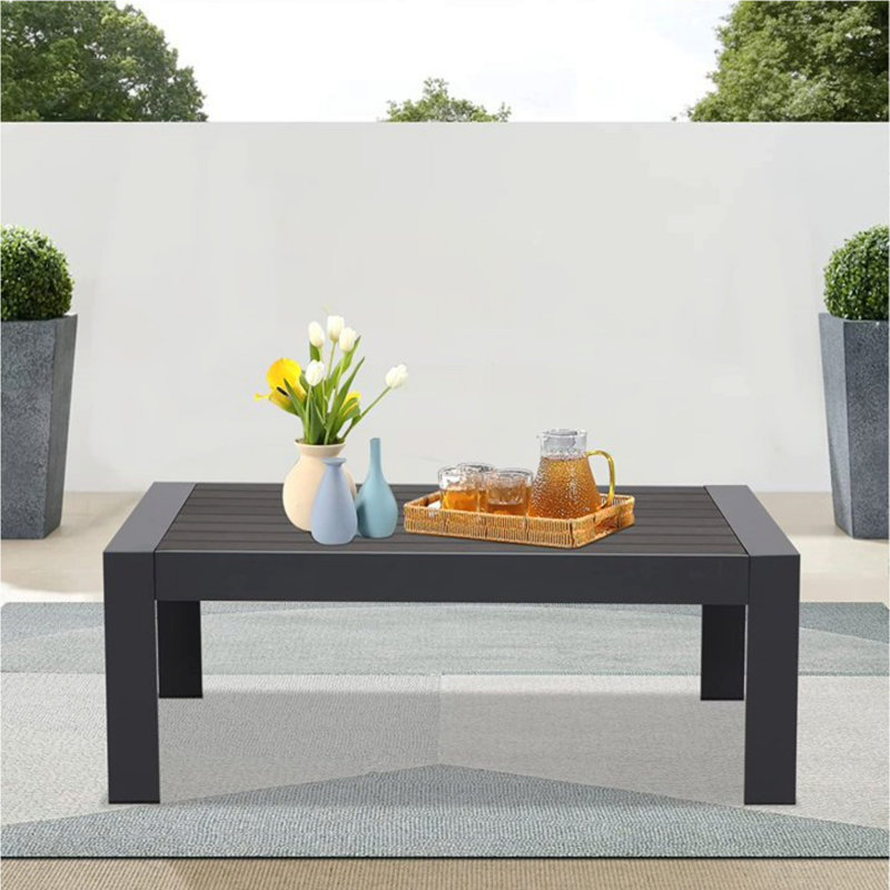 Table basse d'extérieur en aluminium 43 po, Gris, Aluminium