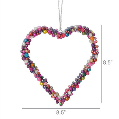 Cœur perlé - Lrg, H 8,5 po x l 0,75 po x P 8,5 po