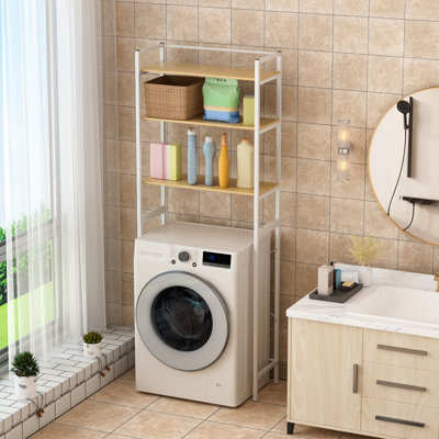 Tablettes moyennes sur laveuse et sécheuse, étagère de rangement pour salle de bain à 3 niveaux, étagère de rangement pour machine à laver, rangement pour salle de lavage et étagère de rangement
