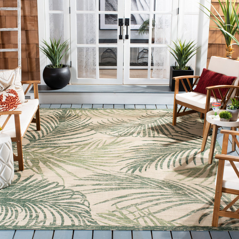 Tapis d'intérieur / extérieur à motif floral Hutchens Performance, Rectangle 8 pi x 10 pi