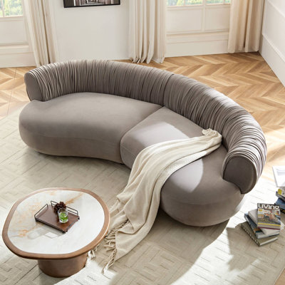102.36" Modular Curved Oversized Polyester Sectional (Gray-2)
