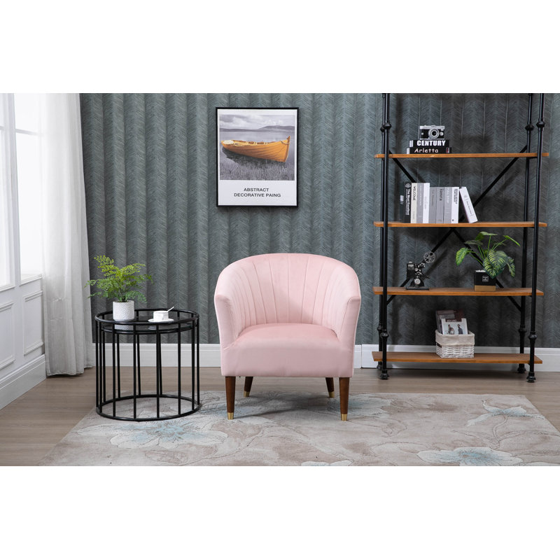 Arthur Velvet Barrel Chair, Blush Pink