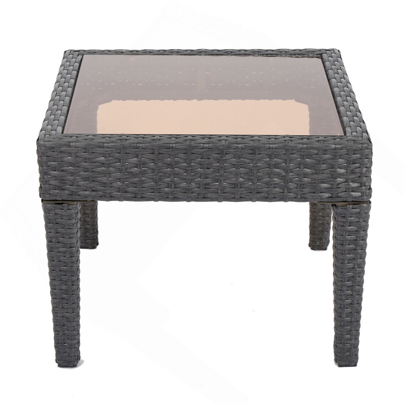 Outdoor Antibes Wicker Side Table,Accent Table,Grey