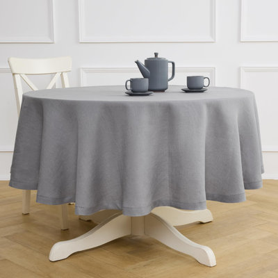 Sonoma Hemstitch - 100% Pure Linen Round Tablecloth (Prewashed)