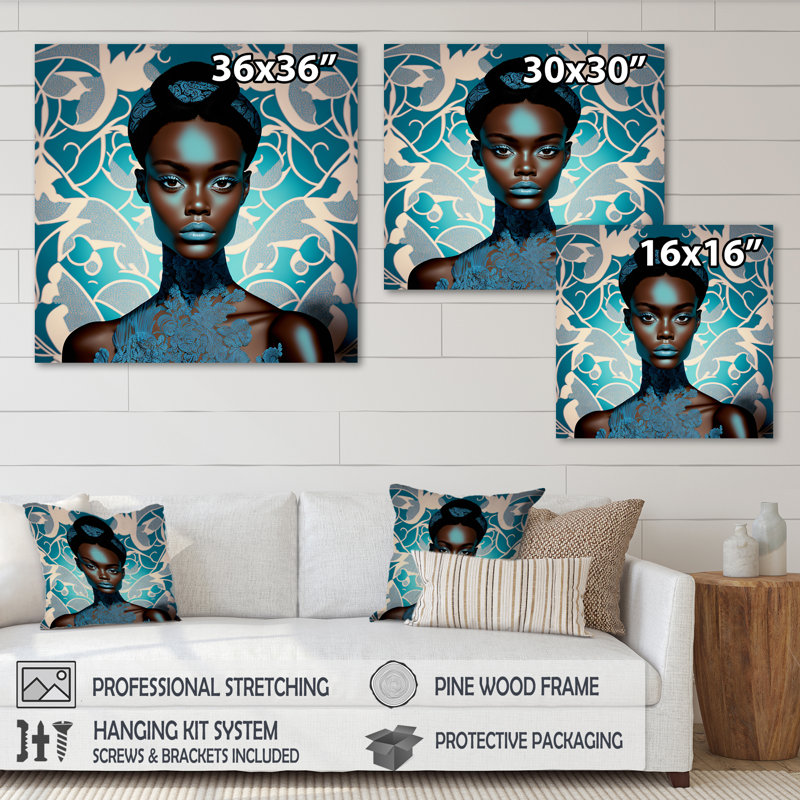 «Beautiful Retro African American Model VI», reproduction sur toile, H 30 po x l 30 po x P 1 po, Toile tendue